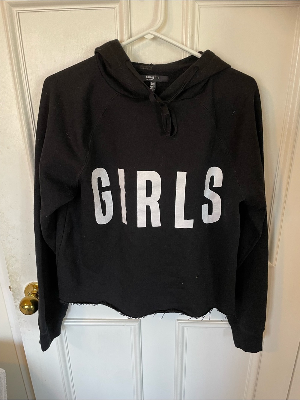 Cute Crop Hoodie “Girls” Brunette The Label Black Small/Medium